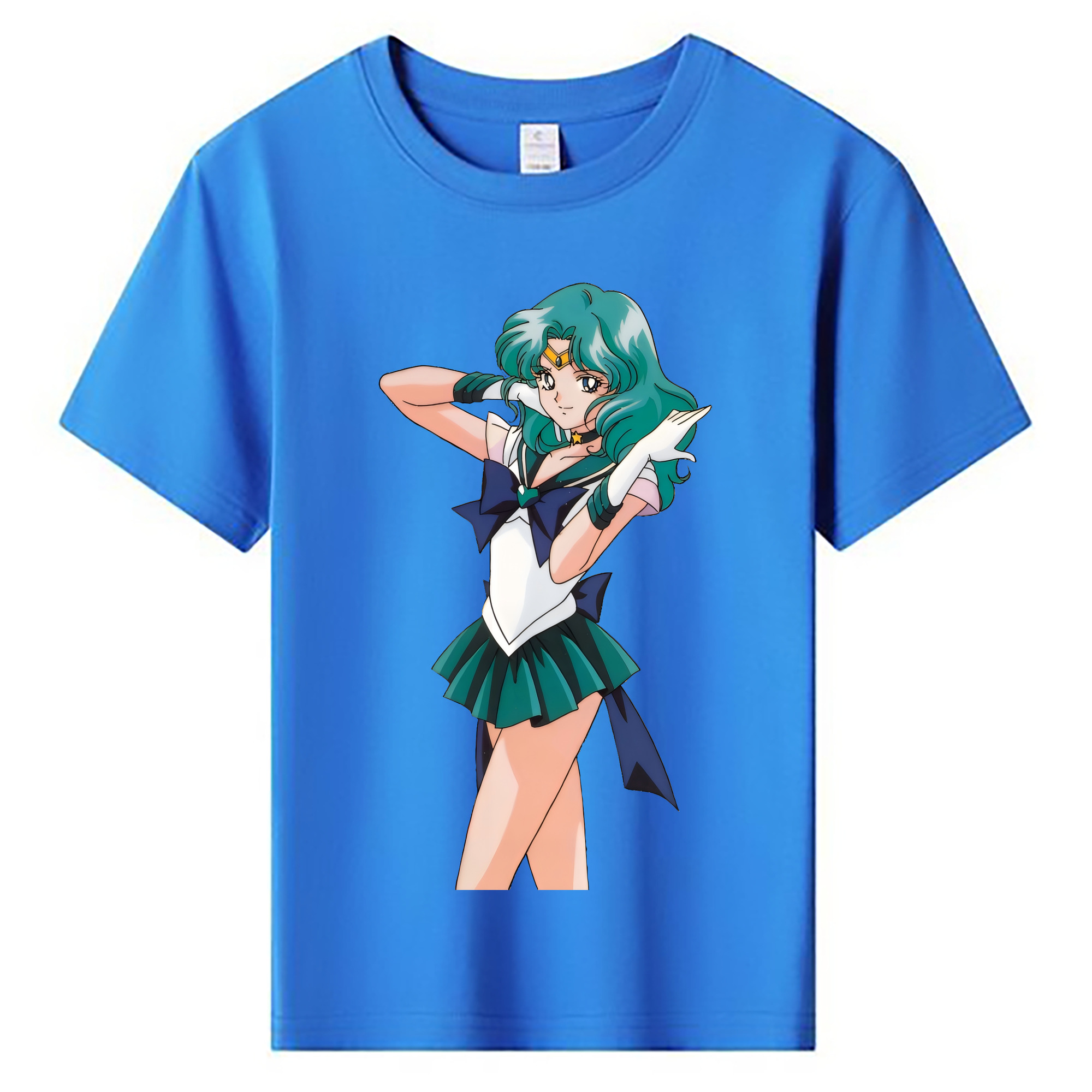 （画像用） 美少女戦士セーラームーン 海王 みちる（かいおう みちる） Sailor Moon Kaiou Michiru 綿100％キッズTシャツ（フロントプリント）